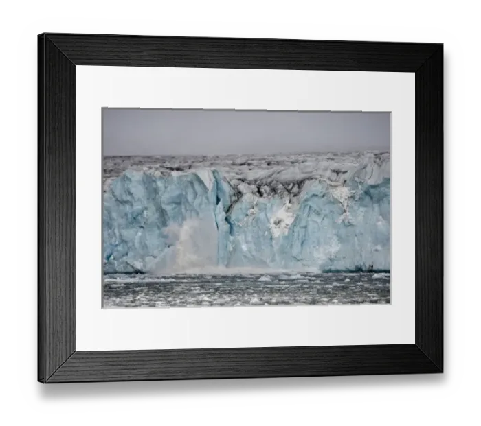 Framed Print : Norway, Svalbard, Spitsbergen Island, Icebergs calving into sea from blue ice face Framed Print : Norway, Svalbard, Spitsbergen Island, Icebergs calving into sea from blue ice face
