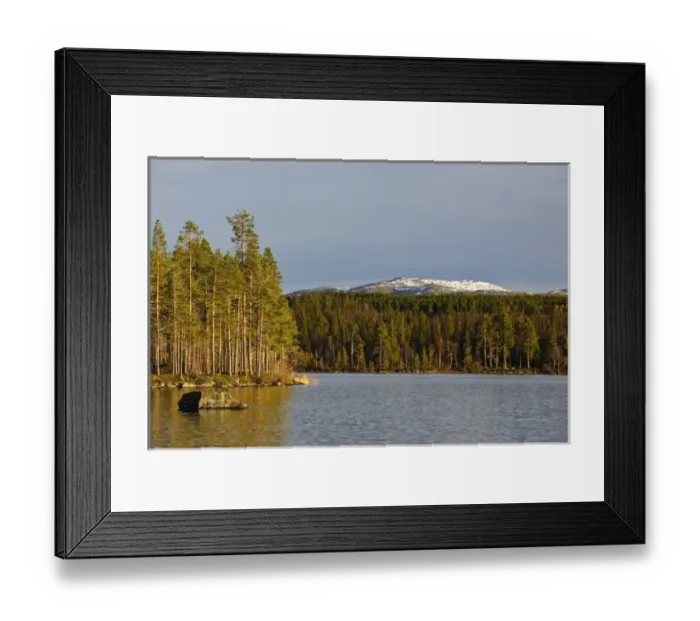 Framed Print : Sweden, Jamtland, Djupsjon. View of Djupsjon (Deep Lake) and surrounding Boreal forest