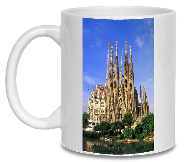 Spain, Barcelona. Sagrada Familia Cathedral, designed by Antoni Gaudi