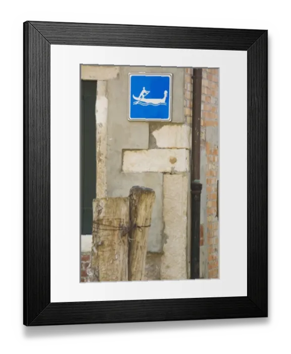 Framed Print : Europe, Italy, Venice, Sign Marking Gondolier Crossing Framed Print : Europe, Italy, Venice, Sign Marking Gondolier Crossing