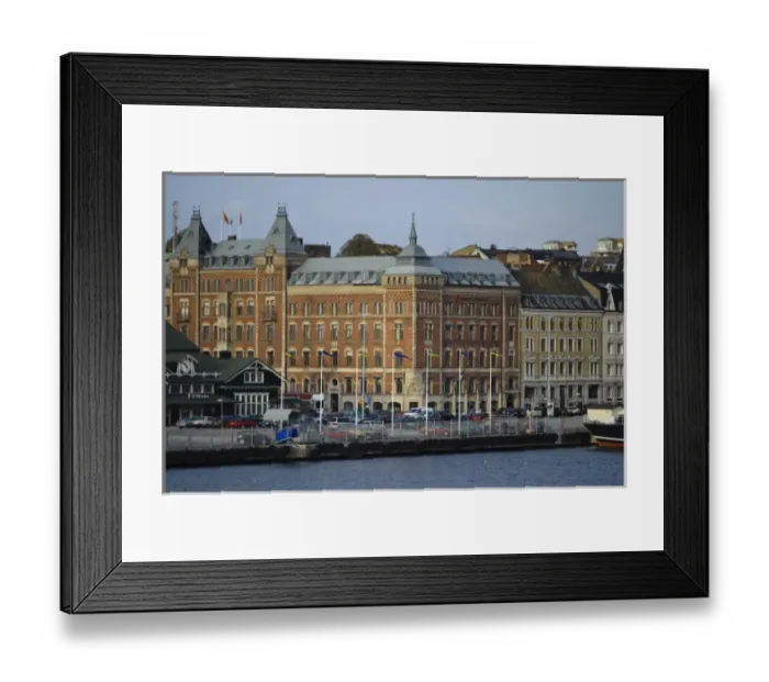 Framed Print : Sweden, Skane, Helsingborg. View of city centre from a docking ferry Framed Print : Sweden, Skane, Helsingborg. View of city centre from a docking ferry