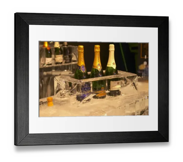 Framed Print : An ice bar with champagne coolers in pure ice