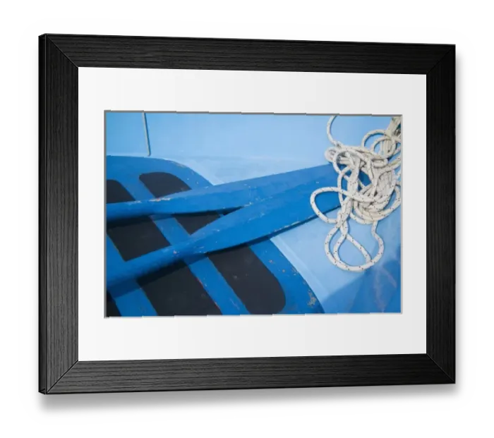 Framed Print : Italy, Cinque Terre, Vernazza, Close up View of Boat Oars and Boat interior