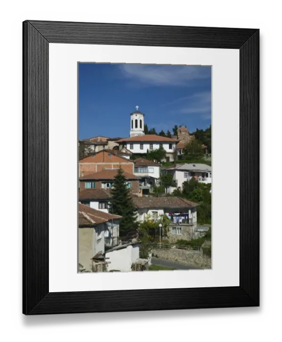 Framed Print : MACEDONIA, Ohrid. Town View and Sveti Kliment Church