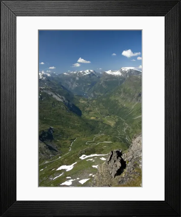 Framed Print : Norway, Geiranger. Overvew of the port of Geiranger from Mt. Dalsnibba. Scenic road Framed Print : Norway, Geiranger. Overvew of the port of Geiranger from Mt. Dalsnibba. Scenic road