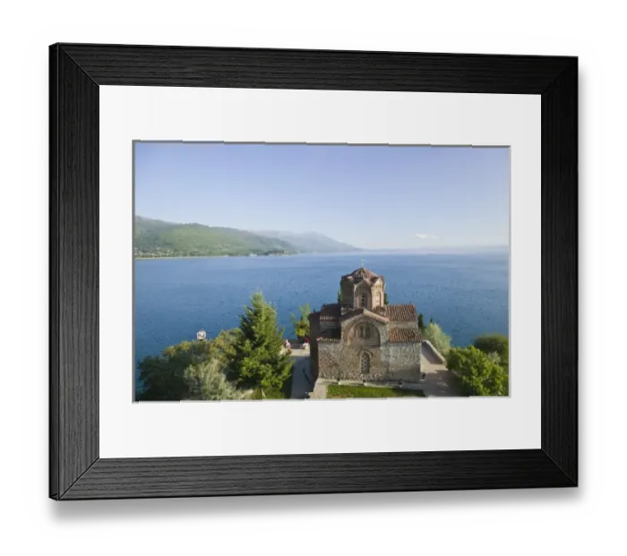 Framed Print : MACEDONIA, Ohrid. Sveti Jovan at Kaneo Church on Lake Ohrid