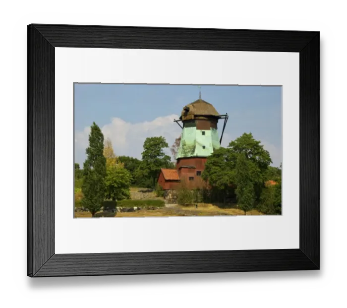 Framed Print : Sweden, Stockholm. Windmill on Skansen, an open-air museum island Framed Print : Sweden, Stockholm. Windmill on Skansen, an open-air museum island