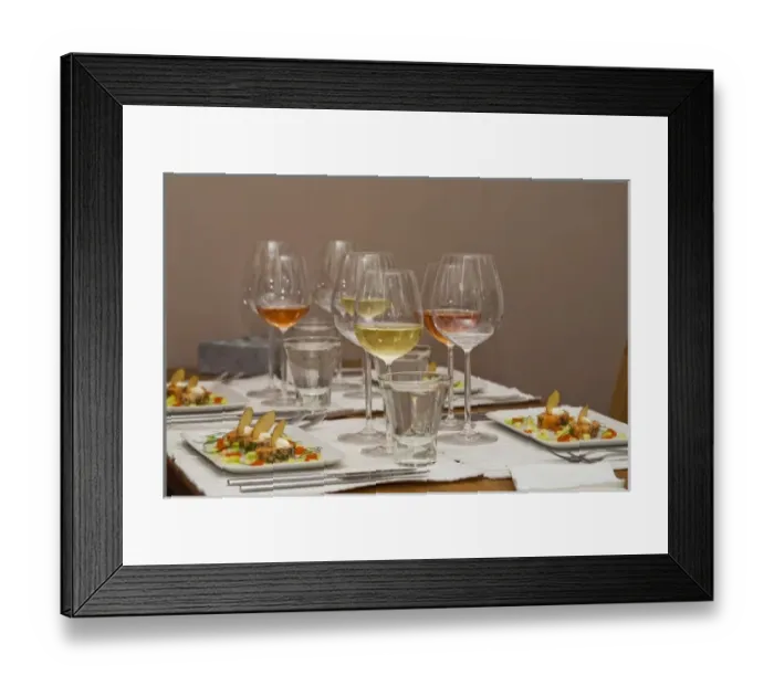 Framed Print : Stockholm, Sweden - Table setting with seafood and wine