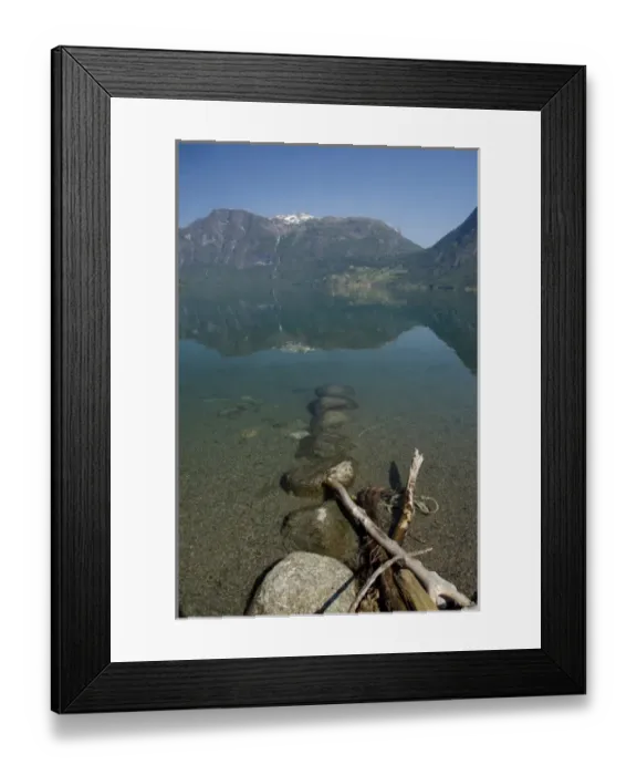 Framed Print : Norway, Geirangerfjord District. Scenic view of Jostedalsbreen National Park