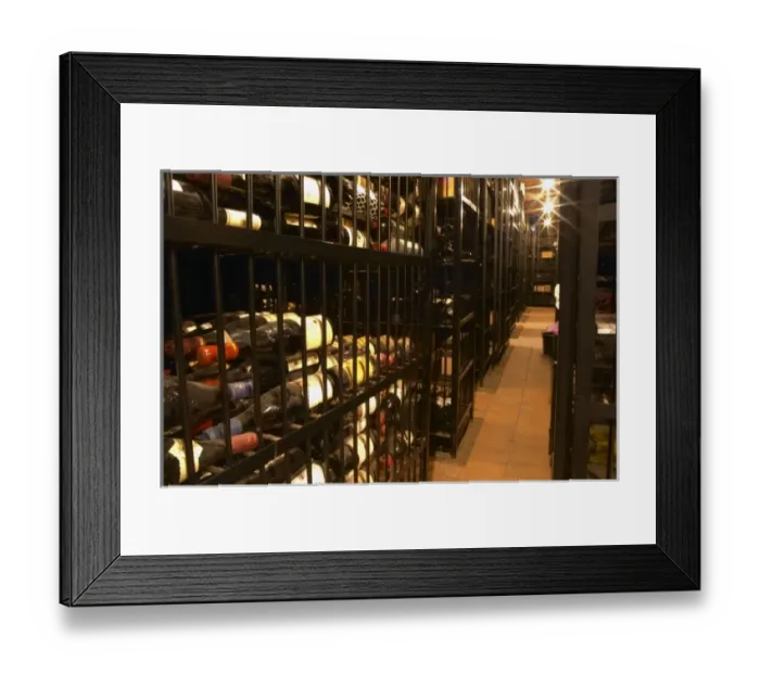 Framed Print : Cages with private wine collections at storage company Grappe where private individuals can store