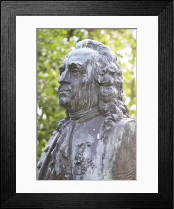 Framed Print : A statue of Carl von Linne Linne Carolus Linnaeus in the cathedral park. In the Linne Framed Print : A statue of Carl von Linne Linne Carolus Linnaeus in the cathedral park. In the Linne