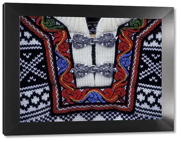 Norway, Bergen. Traditional Norwegian sweater, detail