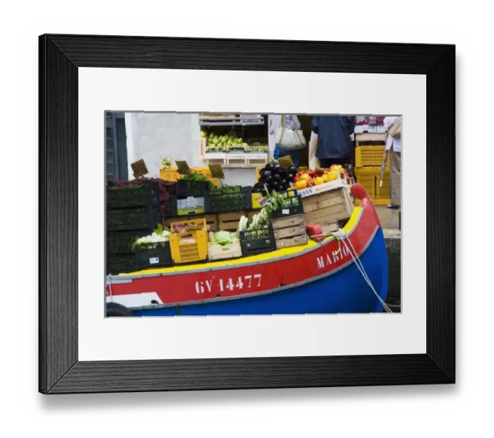 Framed Print : Italy, Venice, Vegetable Boat along the Small Back Canal