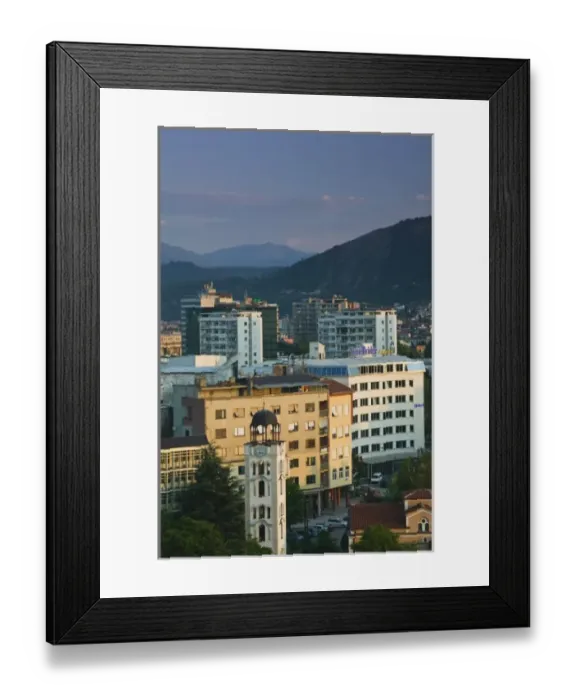 Framed Print : MACEDONIA, Skopje. Central Skopje from City Fort / Sunset Framed Print : MACEDONIA, Skopje. Central Skopje from City Fort / Sunset