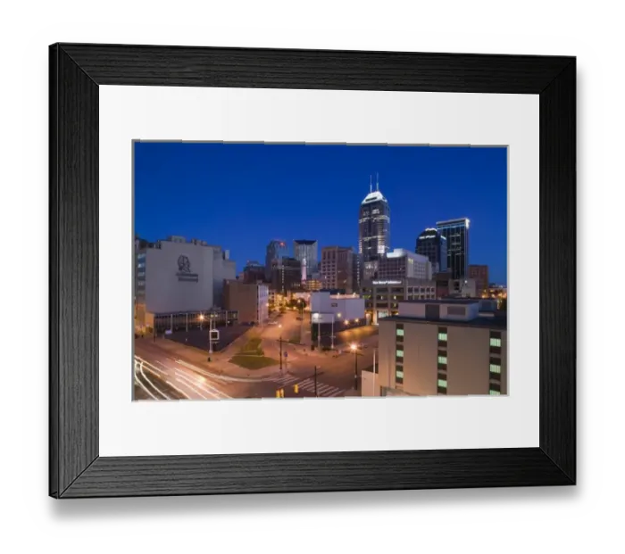 Framed Print : USA, Indiana, Indianapolis: Downtown, View with Chase Tower  /  Dawn