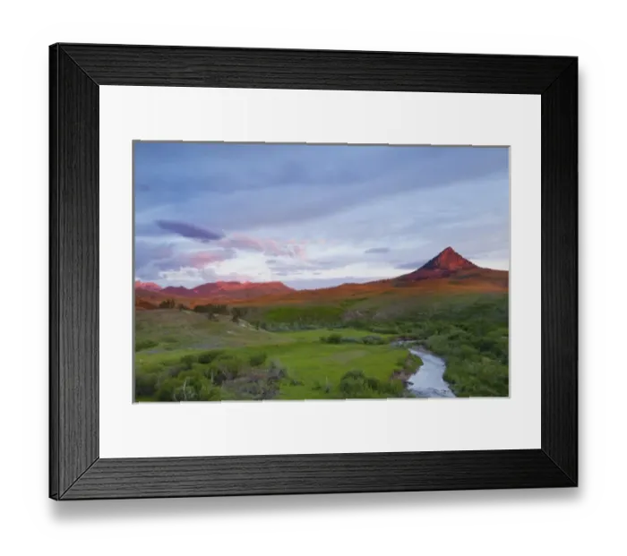 Framed Print : Elk Creek runs below Haystack Butte at first light near Augusta, Montana, USA