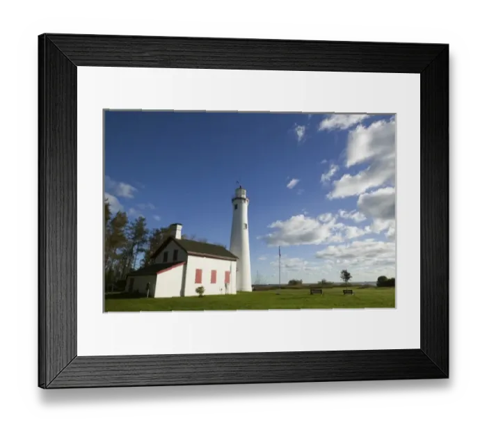 Framed Print : USA, Michigan, Lake Huron Shore: Sturgeon Point, Sturgeon Point Lighthouse / Morning Framed Print : USA, Michigan, Lake Huron Shore: Sturgeon Point, Sturgeon Point Lighthouse / Morning