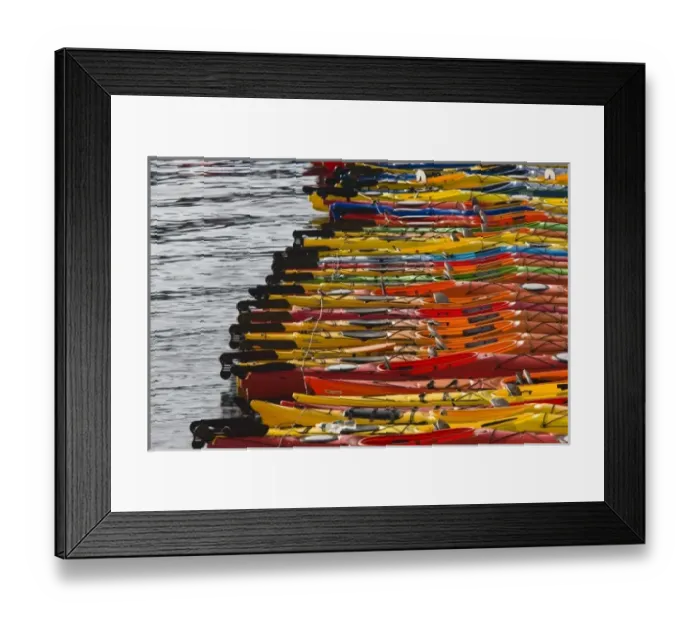 Framed Print : USA, Massachusetts, Cape Ann, Rockport. Ocean kayaks