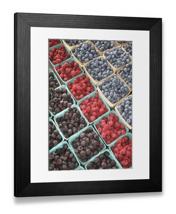 Framed Print : Raspberries blueberries at farmers market in South Haven Michigan Framed Print : Raspberries blueberries at farmers market in South Haven Michigan