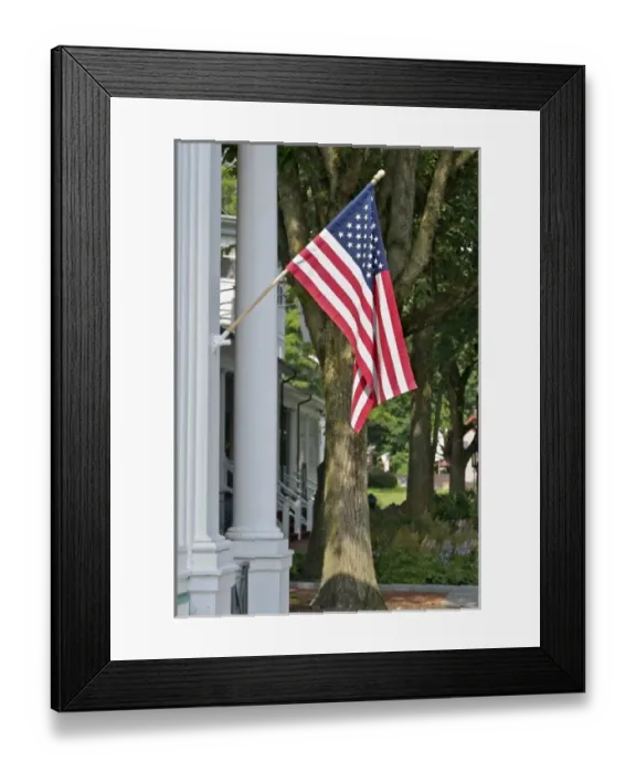 Framed Print : USA; Massachusetts; Stockbridge; American flag on Main Street Framed Print : USA; Massachusetts; Stockbridge; American flag on Main Street