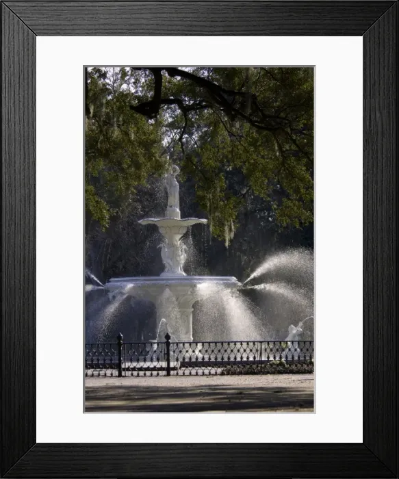 Framed Print : USA, Georgia, Savannah, Forsythe Park fountain, historic district Framed Print : USA, Georgia, Savannah, Forsythe Park fountain, historic district