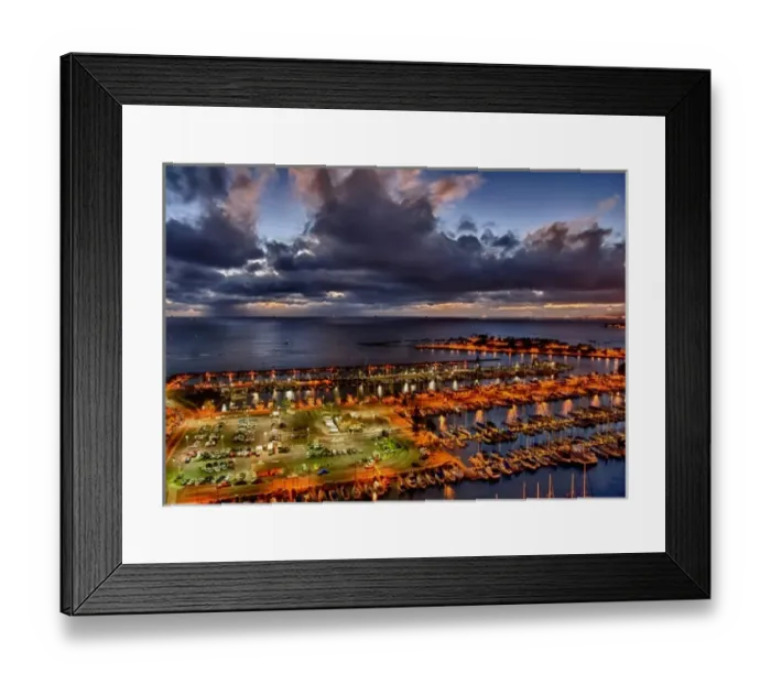 Framed Print : USA, Hawaii, Oahu, Honolulu. Sunset on the Waikiki Marina Resort