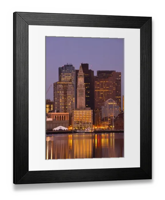 Framed Print : USA, Massachusetts, Boston. Financial District from East Boston, dawn Framed Print : USA, Massachusetts, Boston. Financial District from East Boston, dawn
