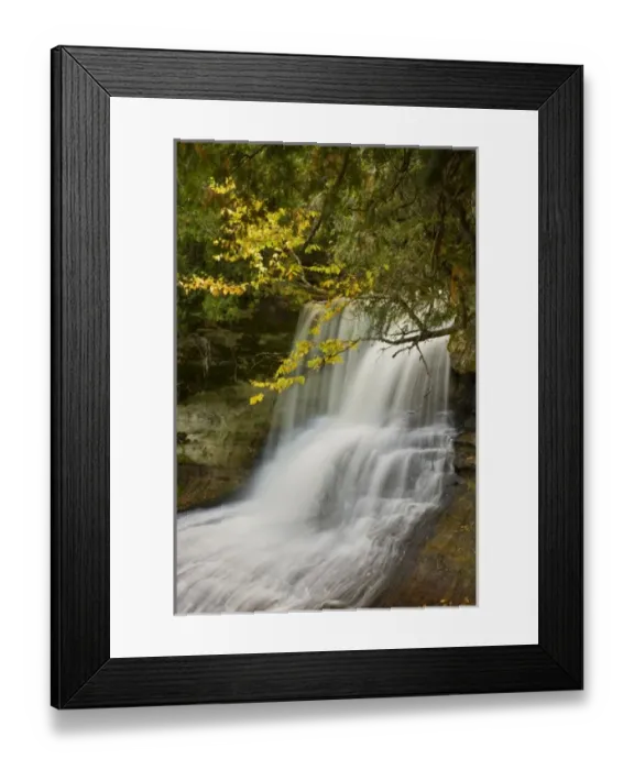 Framed Print : USA, Michigan, Upper Peninsula, Hiawatha National Forest. Laughing Whitefish Falls in autumn