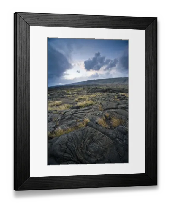 Framed Print : USA. Ancient native petroglyph in Volcanoes NP on the Big Island of Hawaii
