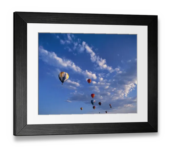 Framed Print : USA, Idaho, Teton Valley. Hot-air balloons seem in competition with the clouds above Framed Print : USA, Idaho, Teton Valley. Hot-air balloons seem in competition with the clouds above