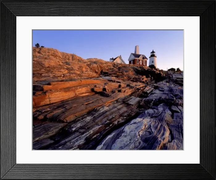 Framed Print : USA, Maine, Pemaquid Light. A pink sunrise washes the rocks near Pemaquid Light, Lincoln Co Framed Print : USA, Maine, Pemaquid Light. A pink sunrise washes the rocks near Pemaquid Light, Lincoln Co