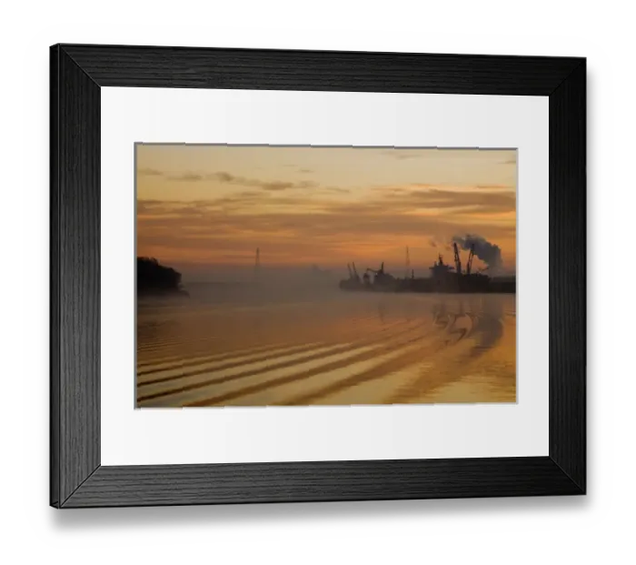 Framed Print : USA, Georgia, Savannah, Fog at dawn along the Savannah River Framed Print : USA, Georgia, Savannah, Fog at dawn along the Savannah River