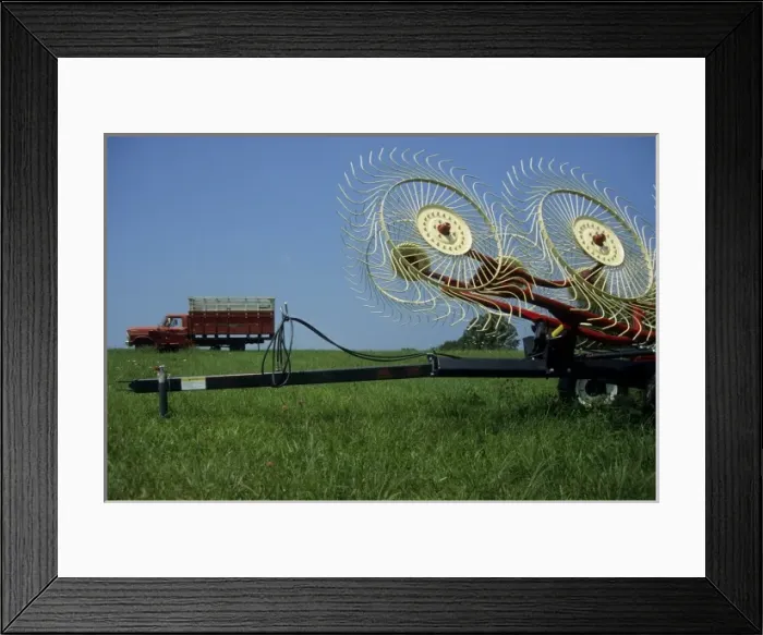 Framed Print : Missouri: St Genevieve Co. Route 32, farm machinery in field Framed Print : Missouri: St Genevieve Co. Route 32, farm machinery in field