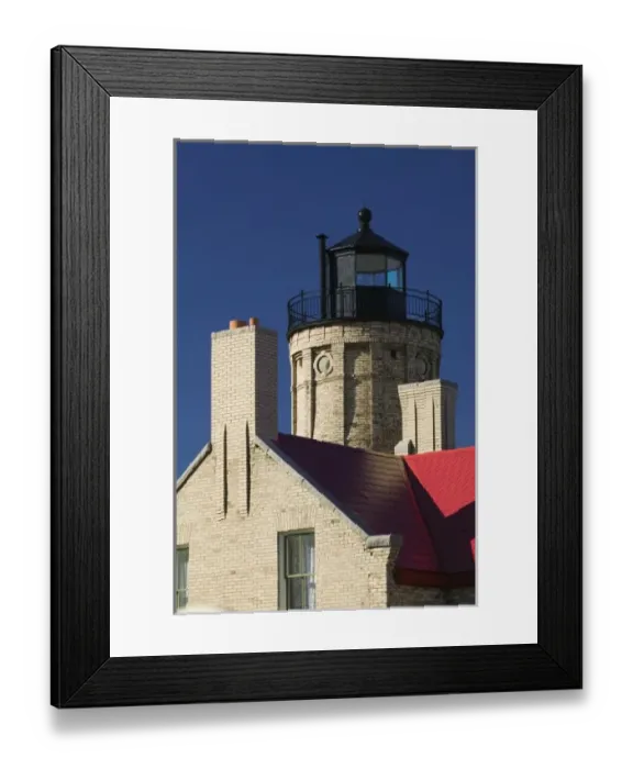 Framed Print : USA, Michigan, Straits of Mackinac: Mackinaw City, Old Mackinac Point Lighthouse