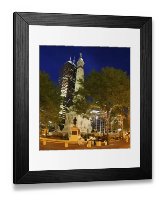 Framed Print : USA, Indiana, Indianapolis. Night time on the circle Framed Print : USA, Indiana, Indianapolis. Night time on the circle
