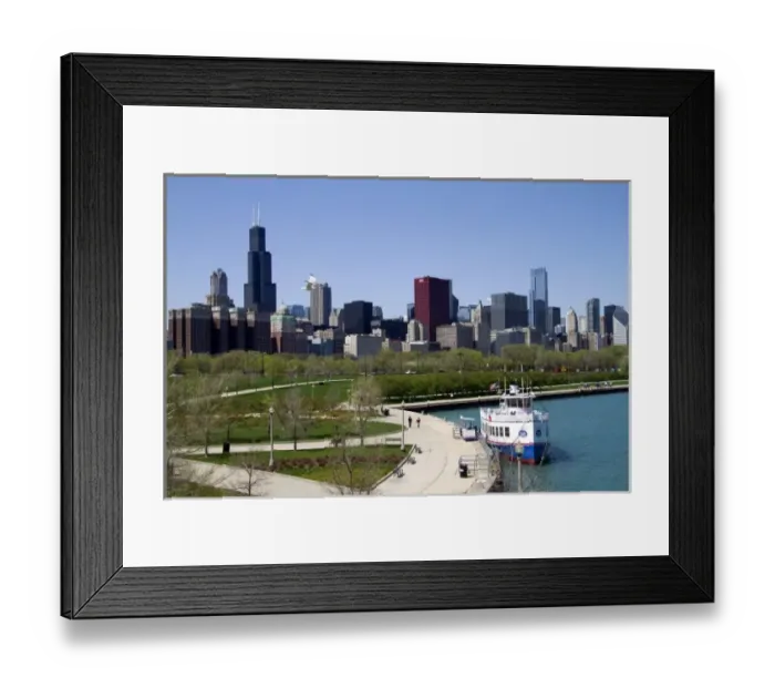 Framed Print : View of the Chicago skyline from the waterfront, Illinois, USA Framed Print : View of the Chicago skyline from the waterfront, Illinois, USA