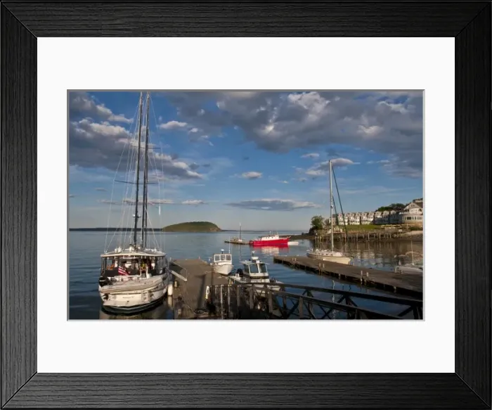 Framed Print : Beautiful vacation spot of Bar Harbor Maine with water and ships, boats and great sky Framed Print : Beautiful vacation spot of Bar Harbor Maine with water and ships, boats and great sky