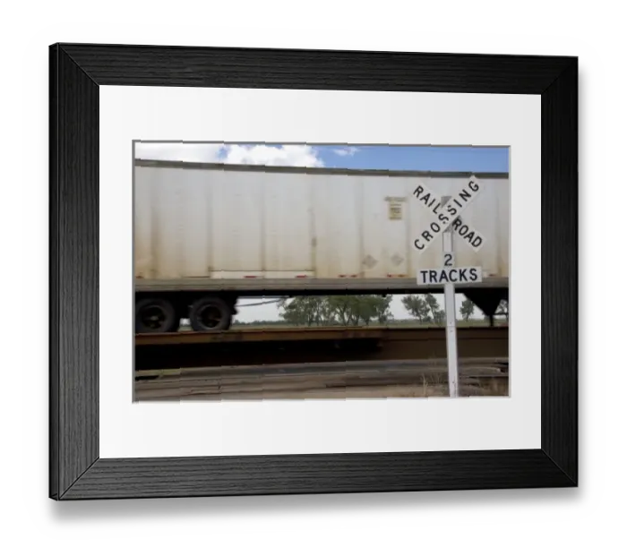 Framed Print : Union Pacific Railroad crossing near Central City, Nebraska Framed Print : Union Pacific Railroad crossing near Central City, Nebraska