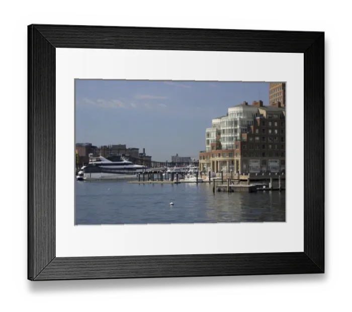 Framed Print : USA, New England, Massachusetts, Boston, Odyssey docked at Rowes Wharf, waterfront