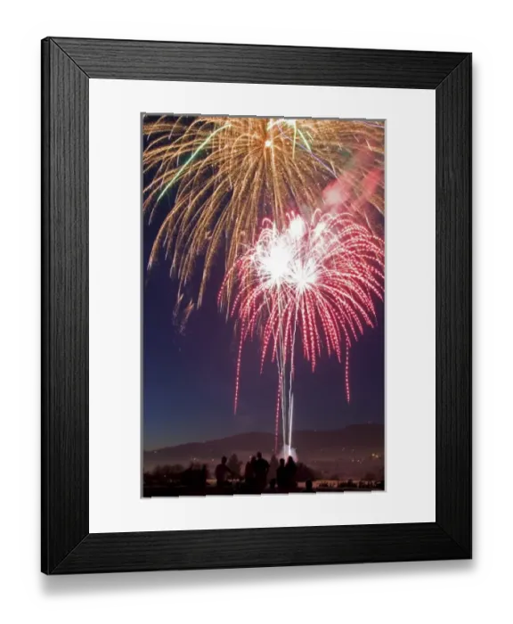 Framed Print : People watch a Fourth of July fireworks display in Boise, Idaho