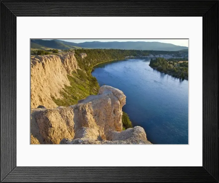 Framed Print : Looking down onto the Flathead River from clay cliffs in the Mission Valley of Montana Framed Print : Looking down onto the Flathead River from clay cliffs in the Mission Valley of Montana