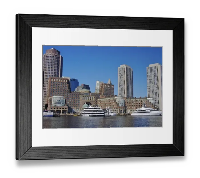 Framed Print : USA, Massachusetts, Boston. Boats and the skyline at Rowes Wharf Framed Print : USA, Massachusetts, Boston. Boats and the skyline at Rowes Wharf