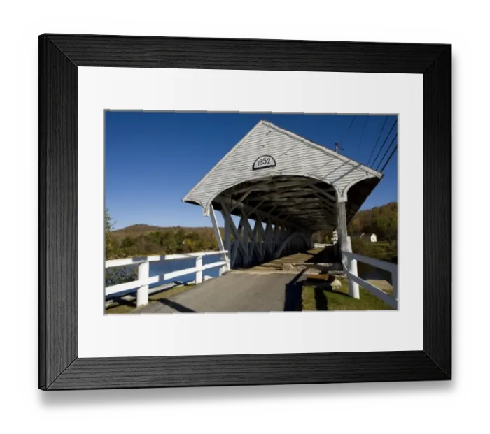 Framed Print : The covered bridge over the Upper Ammonoosuc River in Groveton, New Hampshire. Wausau Paper Mill