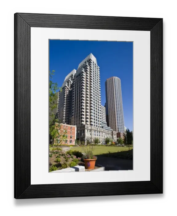Framed Print : USA, Massachusetts, Boston. Atlantic Avenue Greenway and 125 High Street and International Place Framed Print : USA, Massachusetts, Boston. Atlantic Avenue Greenway and 125 High Street and International Place