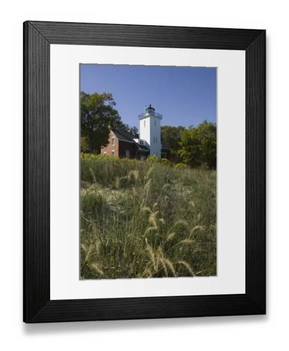 Framed Print : USA, Michigan, Lake Huron Shore: Rogers City, Forty Mile Point Lighthouse