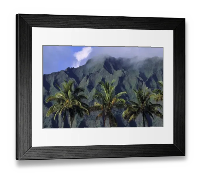 Framed Print : USA, Hawaii, Oahu, Pali Cliffs. The green and grey mottled crags of Pali Cliffs rise Framed Print : USA, Hawaii, Oahu, Pali Cliffs. The green and grey mottled crags of Pali Cliffs rise