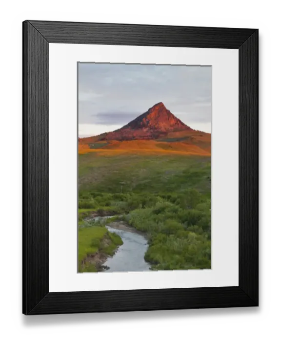 Framed Print : Elk Creek runs below Haystack Butte at first light near Augusta, Montana, USA Framed Print : Elk Creek runs below Haystack Butte at first light near Augusta, Montana, USA