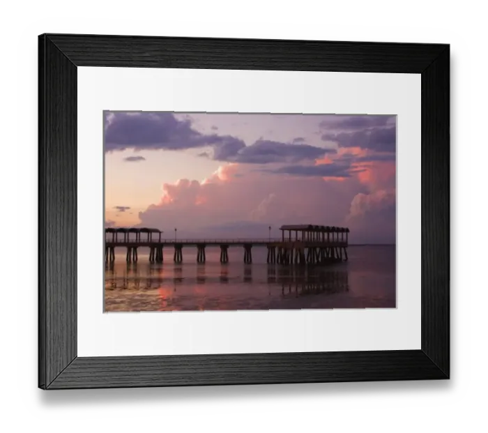 Framed Print : USA; Georgia; Jekyll Island. Pier at sunset with approaching storm Framed Print : USA; Georgia; Jekyll Island. Pier at sunset with approaching storm