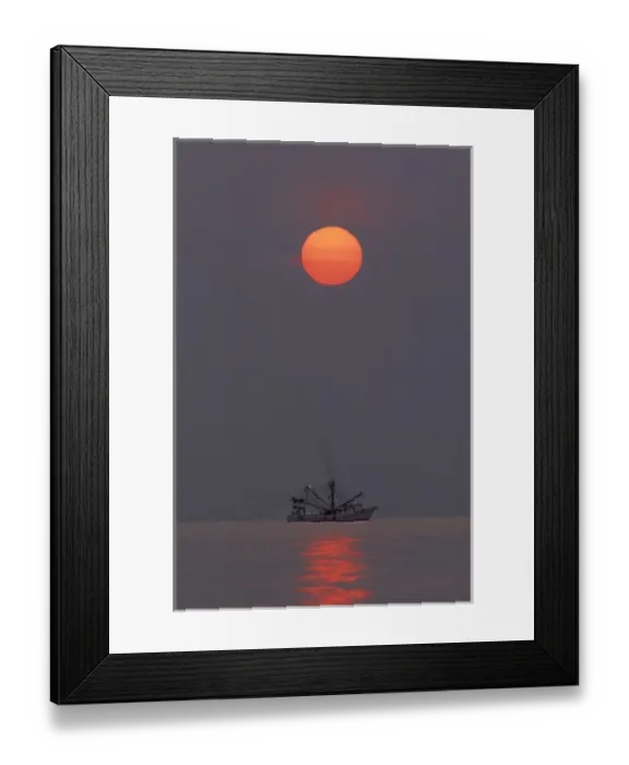 Framed Print : USA, North America, Georgia, Tybee Island. A shrimp boat trawling for shrimp at sunrise Framed Print : USA, North America, Georgia, Tybee Island. A shrimp boat trawling for shrimp at sunrise