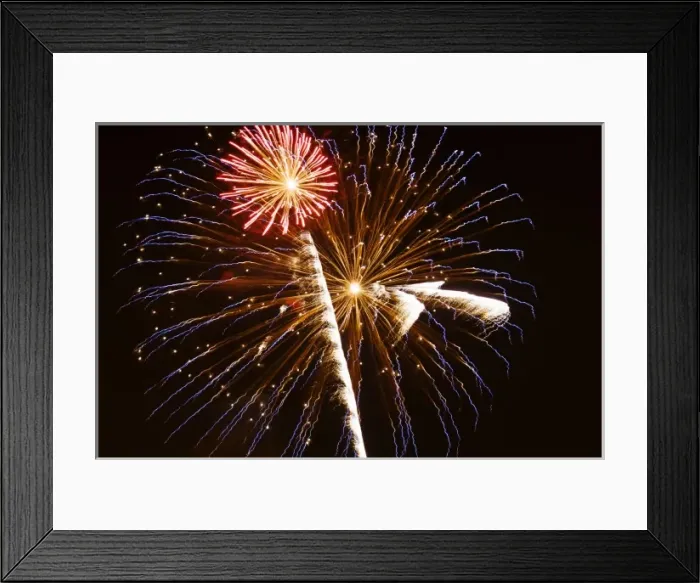 Framed Print : USA, Georgia, Savannah. Fireworks display first Fridays on Savannah River